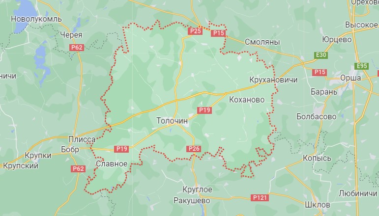 Карта Толочинского района Беларуси