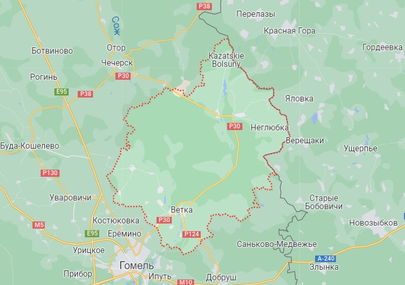 Карта Ветковского района Беларуси